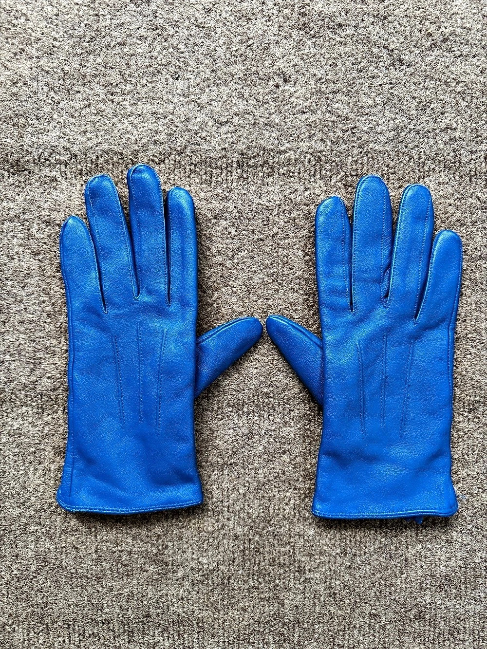 Blue Leather Gloves Like New